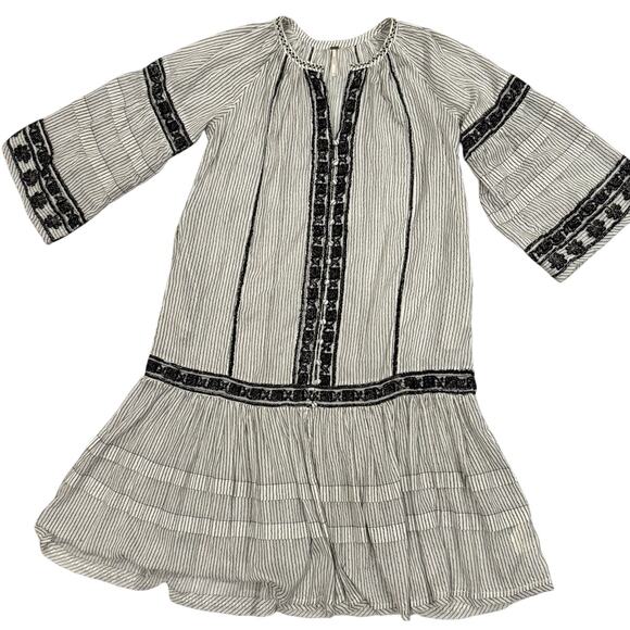 Free People Vagabond Embroidered Tunic Dress Women’s Small Ivory Bell Sleeve - Picture 1 of 11